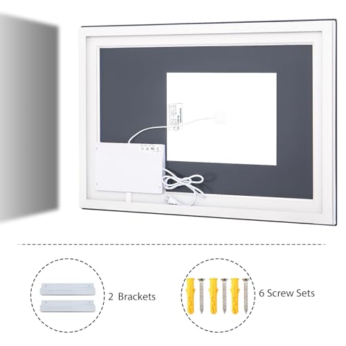 Large Bathroom Mirror with Lights 47 x 47 Inch - 3 Adjustable Lighting Modes Square LED Bathroom Vanity Mirror, Anti-Fog, Memory Function, Tempered Glass, Wall Mounted Horizontally Vertically - size: 47"L x 47"W