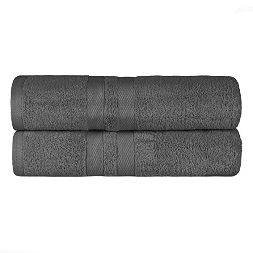 Superior Ultra-Soft 2-Piece Cotton Bath Sheet Set, Perfect for Bathroom Decor, Shower, Spa, Gym, Guest Room, Home Essentials, Daily Use, Soft, Absorbent, Oversized Body Towels - Charcoal - color: Charcoal, size: Bath Sheet (2-Pack)