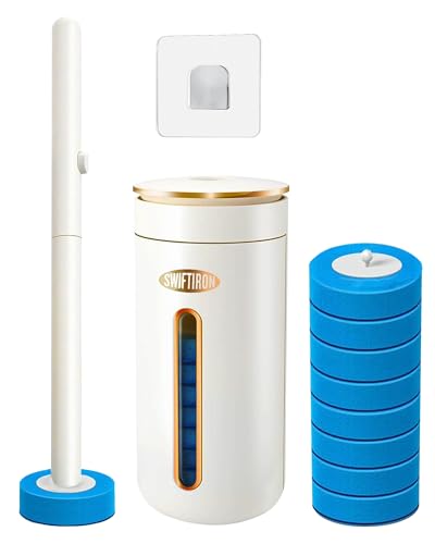 Disposable Toilet Cleaning System, Toilet Bowl Cleaner Wand and 8 Refills, Toilet Brush and Holder Set(Wall Mounted), Bathroom and Toilet Cleaning Scrubber Kit - color: Toilet Brush and Holder Set (8 Refills)