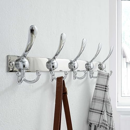 Coat Rack Wall Mount, Heavy Duty 12-Gauge Base vs Flimsy 1mm, Double-Thick Solid Anti-Snap Hooks, 16” Stud-Mount, Stainless Steel Hanger for Clothes Hat Entryway Closet Mudroom, Chromed - color: Chromed, size: L=17" (1pcs)
