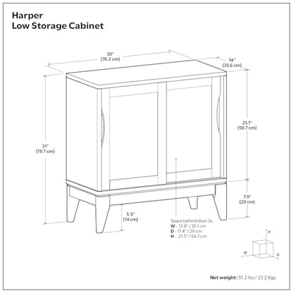 SIMPLIHOME Harper 48" Solid Wood Cabinet in Teak Brown - color: Teak Brown, size: 30 inch
