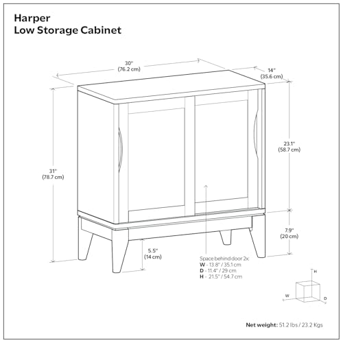 SIMPLIHOME Harper 40" Wide Solid Wood Cabinet in Walnut Brown - color: Black, size: 30 inch