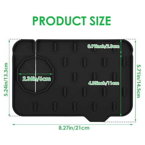 Dimeho Sink Faucet Splash Guard Mat Silicone Soap Dish Pad Faucet Handle Drip Catch Sponge Holder Sink Protector Trays for Bathroom Kitchen Countertop Gadgets Accessories 8.3 x 5.7 Inch(Black) - color: Black