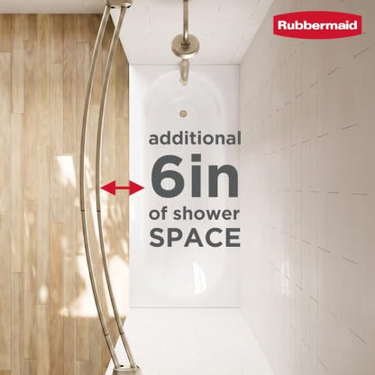 Rubbermaid Double Curved Shower Curtain Rod, No Drill, 50-72 Inches Adjustable Tension Shower Rod for Bathroom, Non-Slip, No Rust, Nickel - color: Nickel