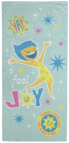 Jay Franco Disney Pixar Inside Out Bath Pool Beach Towel - Kids Super Soft & Absorbent 100% Cotton Towel with Joy, Measures 28 x 58 - color: Teal - Inside Out