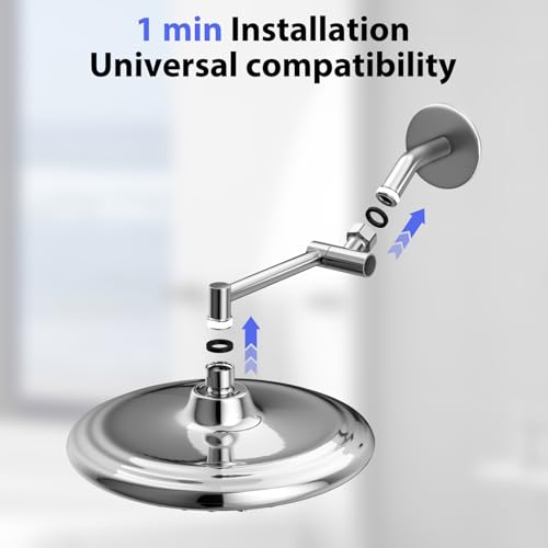 5"Adjustable Shower Extension Arm with Push-Button Lock Easy Install Chrome | Solid Brass One-Hand Adjust height High pressure resistance, long-term durability for All Rain & Handheld Showerheads - color: Chrome, size: 5 Inches