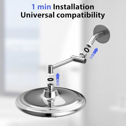 5"Adjustable Shower Extension Arm with Push-Button Lock Easy Install Chrome | Solid Brass One-Hand Adjust height High pressure resistance, long-term durability for All Rain & Handheld Showerheads - color: Chrome, size: 5 Inches