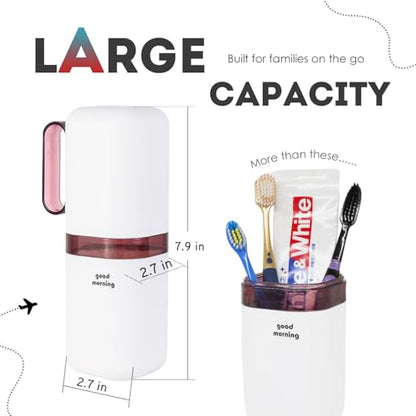 Toothbrush Travel Case,Toothbrush Holder and Rinse Cup with Handle Travel Toothbrush Holder,Multifunctional Toothbrush Cup,Large Capacit Travel Toothbrush Holder with Mouthwash Cup(Purple+Blue) - color: 2pcs-grayish Blue+purple
