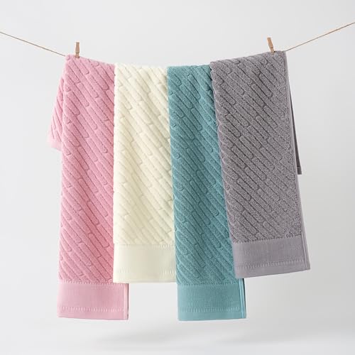 sense gnosis Diagonal Dash Pattern Grey Hand Towel Set of 2 Premium 100% Cotton Ultra Soft Highly Absorbent Hand Towel for Bathroom 13 X 29 Inch - color: Grey