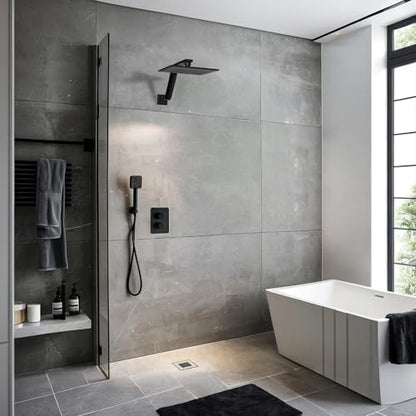 16 Inch S Shape Oil Rubbed Bronze Shower Head Arm, Square Wall Mounted Shower Arm and Flange Included - color: Oil Rubbed Bronze