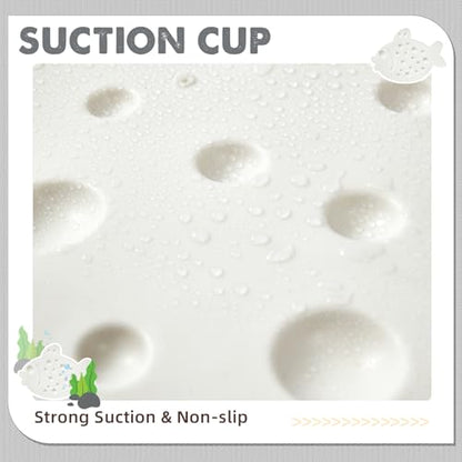 ZHICHENG Non-Slip Bathtub Mat for Kids - Soft Baby Cute Fish Shape Shower mat with Strong Suction Cups for Bathroom (White) - color: White