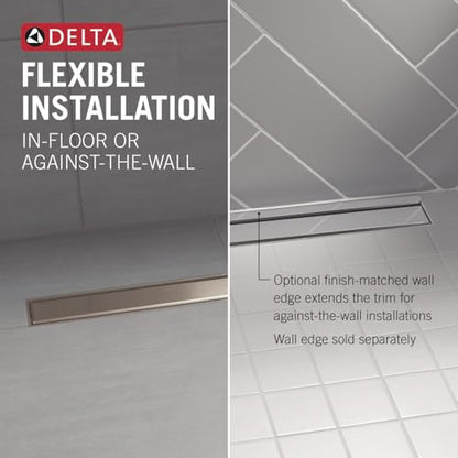 Delta Faucet 24-Inch Linear Shower Drain Wall Edge in Polished Nickel - color: Stainless