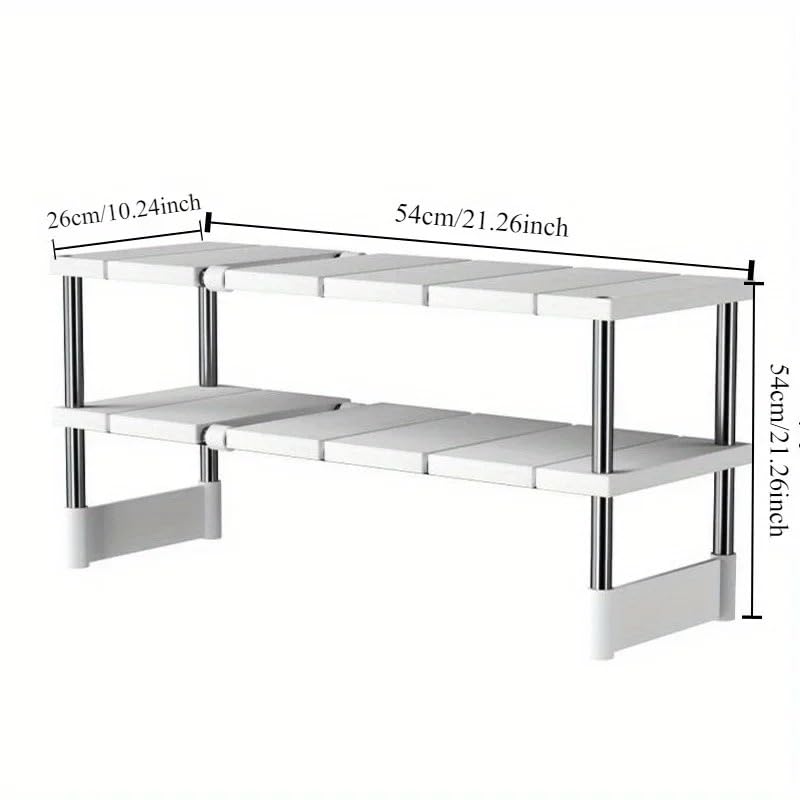 1 Stainless Steel Expandable Kitchen Sink Storage Rack Cabinet Storage Multi-layer Multifunctional Internal Layered Storage Rack(Bilayer 2pcs) - color: Bilayer 2pcs
