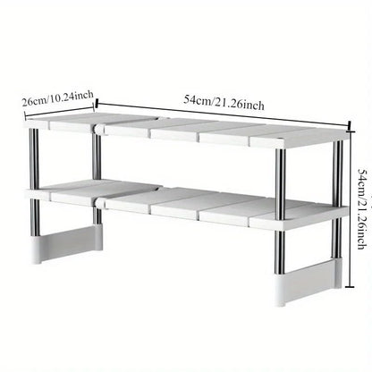1 Stainless Steel Expandable Kitchen Sink Storage Rack Cabinet Storage Multi-layer Multifunctional Internal Layered Storage Rack(Monolayer 2pcs) - color: Monolayer 2pcs