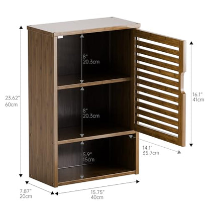 HITNET Medicine Cabinet, Wall Hanging Cabinet with Adjustable Shelf, Bathroom Storage Organizer Over the Toilet with Single Door and Open Bottom Shelf, Walnut - color: Walnut