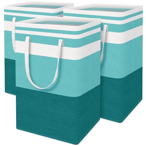BlissTotes 3-Pack Laundry Basket, Collapsible Laundry Hamper, Green, 75L | Laundry Clothes Hamper, Hampers for Bedroom, Freestanding Hamper with Handles, Clothes Laundry Basket - color: Green, size: 75L