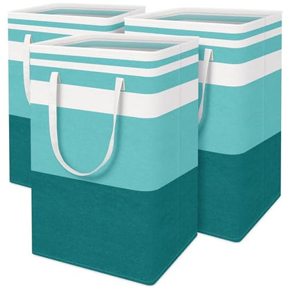 BlissTotes 3-Pack Laundry Basket, Collapsible Laundry Hamper, Green, 75L | Laundry Clothes Hamper, Hampers for Bedroom, Freestanding Hamper with Handles, Clothes Laundry Basket - color: Green, size: 75L