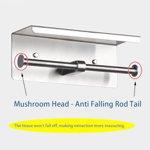 Double Toilet Paper Holder with Shelf Double Roll Toilet Paper Holder Wall Mounted Stainless Steel for Bathroom (Silver) - color: Silver-double With Shelf, size: Fits Regular Rolls