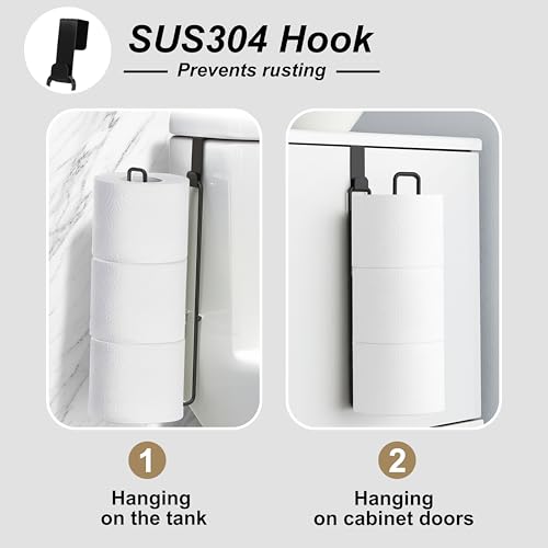 Black Toilet Paper Holder, Over The Tank Toilet Paper Roll Holder Wall Mount, Matte Black Camper Accessories Tissue Holder with Storage Extra 6 Roll Tissue, Small Bathroom Essential for New Home, 2Pcs - color: Black, 2pcs, 12.99in