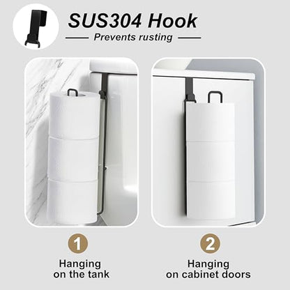 Black Toilet Paper Holder, Over The Tank Toilet Paper Roll Holder Wall Mount, Matte Black Camper Accessories Tissue Holder with Storage Extra 6 Roll Tissue, Small Bathroom Essential for New Home, 2Pcs - color: Black, 2pcs, 12.99in
