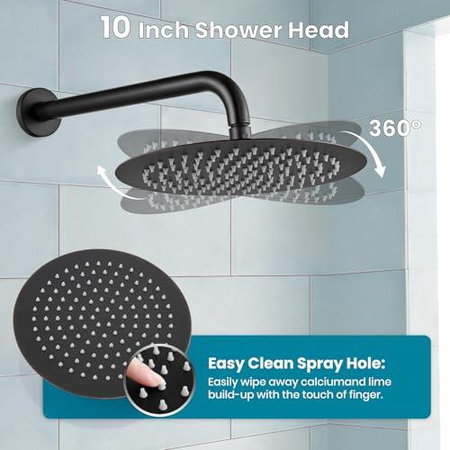 gotonovo Shower Faucet Set with Rough-in Valve Trim Kit,Oil Rubbed Bronze | 10 Inch Round Rain Showerhead with Handheld Spray,Bathroom Wall Mount Shower System Complete Combo,2-in-1 Diverter,All Metal - color: Bronze