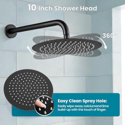 gotonovo Shower Faucet Set with Rough-in Valve Trim Kit,Oil Rubbed Bronze | 10 Inch Round Rain Showerhead with Handheld Spray,Bathroom Wall Mount Shower System Complete Combo,2-in-1 Diverter,All Metal - color: Bronze