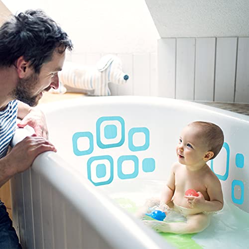 20 Pieces Adhesive Square Bath Treads Non-Slip Bathtub Stickers Non Slip Traction to Tubs Bathtub Stickers Adhesive Decals Appliques for Bath Tub Showers, Pools, Boats, Stairs (Blue) - color: Blue