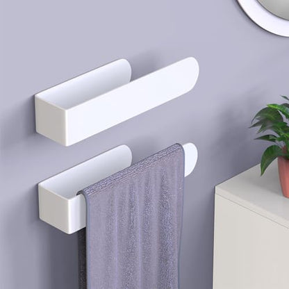 HUFEEOH 2 Pack Adhesive Hand Towel Holder, Kitchen Towel Rack Towel Bars Wall Mounted, Stainless Steel Bath Towel Hanger for Bathroom Hotel Kitchen (White, 8 Inch(2PC)) - color: White, size: 8 Inch (2PC)