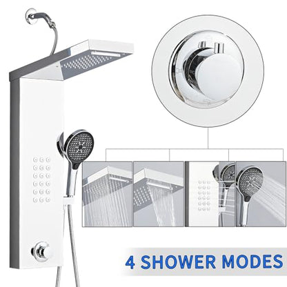 Shower Panel Tower System,Rain Shower Head Rainfall | Waterfall Shower,Handheld High Pressure Rain Massage System(Brushed Silver) - color: brushed silver, style: Normal