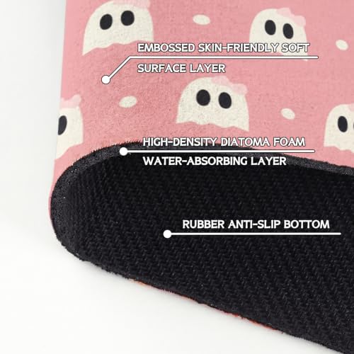 Halloween Kitchen Sink Splash Guard Faucet Mat,Pink Cute Ghosts Halloween Faucet Non-Slip Absorbent Mat,Farmhouse Sink Splash Guard Behind Faucet for Kitchen Bathroom,15"x5.5" - color: Drying Faucet Mat 13