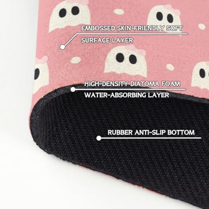 Halloween Kitchen Sink Splash Guard Faucet Mat,Pink Cute Ghosts Halloween Faucet Non-Slip Absorbent Mat,Farmhouse Sink Splash Guard Behind Faucet for Kitchen Bathroom,15"x5.5" - color: Drying Faucet Mat 13