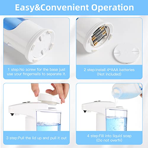 Automatic Soap Dispenser 400ml/13.5oz,Clear High Capacity Touchless with Infrared Sensor,HandsFree Soap Dispenser Seals Water-Resistant, Adjustable Liquid Dispensing