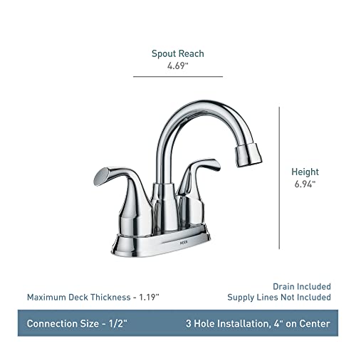 Moen Idora Chrome Two-Handle Centerset Bathroom Sink Faucet with Drain Assembly, 84115 (Pack of 2) - color: Chrome, size: 4 Inch Centerset (Pack of 2)