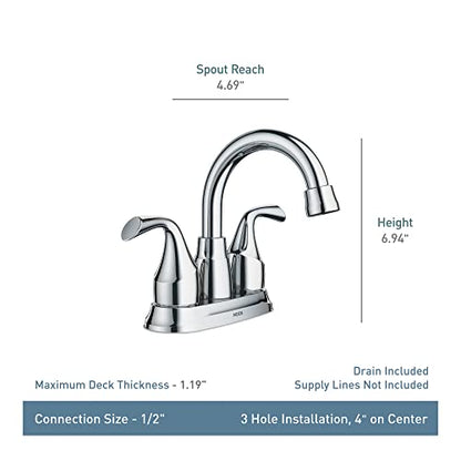 Moen Idora Chrome Two-Handle Centerset Bathroom Sink Faucet with Drain Assembly, 84115 (Pack of 2) - color: Chrome, size: 4 Inch Centerset (Pack of 2)