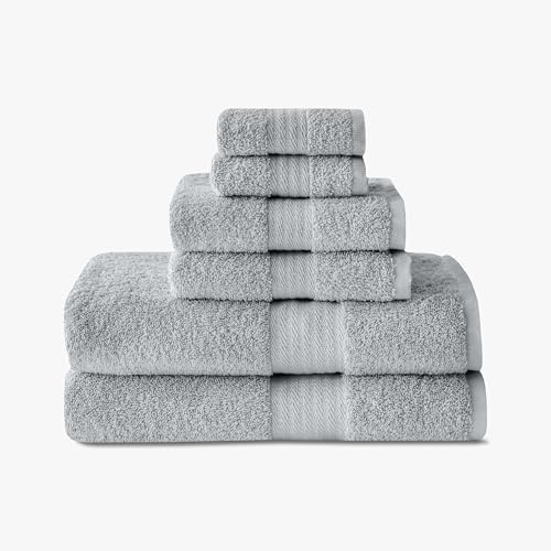 1888 Mills 6 Piece 600 GSM Luxury Towel Set, 2 Bath Towels, 2 Hand Towels and 2 Washcloths, Premium Cotton Blend, Super Soft and Highly Absorbent Towels for Bathroom, Hotels, and Gym, Grey - color: Grey, size: Towel Set (Pack of 6)