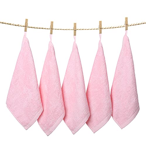 Yoofoss Washcloths Towel Set 10 Pack Baby Rayon Derived from Bamboo Wash Cloth for Bathroom-Hotel-Spa-Kitchen Multi-Purpose Fingertip Towels and Face Cloths 10'' x 10'' - Pink - color: Pink