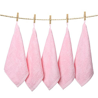 Yoofoss Washcloths Towel Set 10 Pack Baby Rayon Derived from Bamboo Wash Cloth for Bathroom-Hotel-Spa-Kitchen Multi-Purpose Fingertip Towels and Face Cloths 10'' x 10'' - Pink - color: Pink