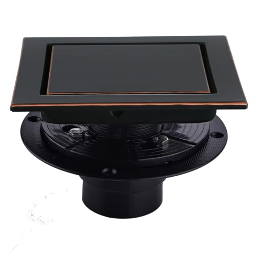 RANDOM Oil Rubbed Bronze Shower Drain Square 6 inch with Adjustable PVC Base Flange,SUS304 Stainless Steel Shower Floor Drain Kit with Tile Insert Shower Drain Cover and Hair Strainer - color: D-oil Rubbed Bronze-6″ Square With Base Flange