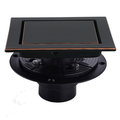 RANDOM Oil Rubbed Bronze Shower Drain Square 6 inch with Adjustable PVC Base Flange,SUS304 Stainless Steel Shower Floor Drain Kit with Tile Insert Shower Drain Cover and Hair Strainer - color: D-oil Rubbed Bronze-6″ Square With Base Flange