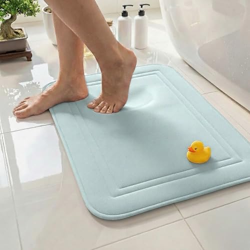 Memory Foam Bath Mat 31x20, Non Slip, Machine Washable, Quick Dry & Absorbent Rugs, Bath Mats for Bathroom Floor, Tub & Shower, Bathroom Rug, Spa Blue - color: Spa Blue, size: 31 x 20 Inch