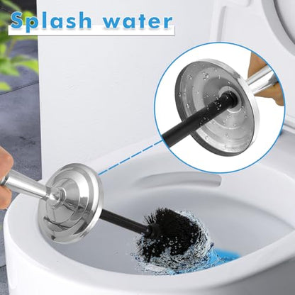 Chrome Toilet Brush and Holder Set，Toilet Bowl Brush and Holder | Heavy Duty Toilet Brush for Bathroom, Stainless Steel Toilet Cleaner Brush,Deep Cleaning,Space Saving,Covered Brush - color: Chrome