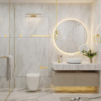 5-Piece Brushed Gold Bathroom Hardware Set - Hand Towel Bar, Toilet Paper Holder, Towel Ring & Rack - color: Gold