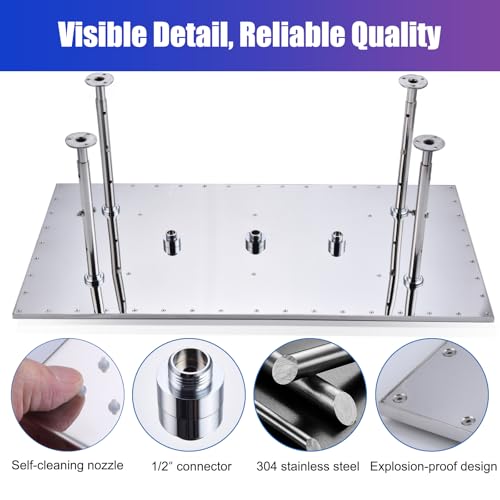 Dual Functions Luxury High Pressure Rain Shower Head, 16"x32" Large Ceiling Full Body Shower Head with Silicone Nozzles Rectangle Mist Showerhead, Modern Chrome Finish - color: Chrome, style: 2 Modes - Rainfall&Mist