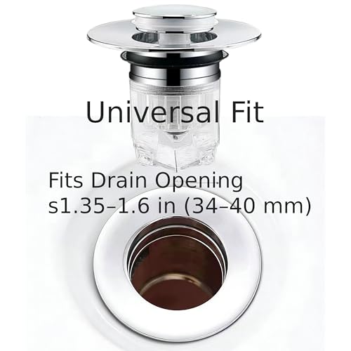 Magnetic Pop-Up Sink Drain Stopper, Universal Bathroom Drain Plug with Removable Hair Catcher, Odor-Proof & Insect-Proof, Fits 1.35–1.6 in Drain Openings (2)