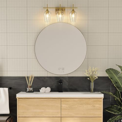 VONLUCE 3 Light Bathroom Vanity Light Fixture,Brushed Gold | Wine Glass Shades, E26 Sockets, Easy to install, Vanity Lights for Bathroom Bedroom Hallway Living Room - color: Gold, size: 3-Light