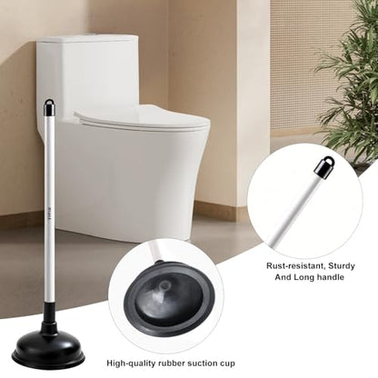 Toilet Plunger and Brush Set with Hideaway Holder | Heavy Duty, Compact, Modern Home Decor
