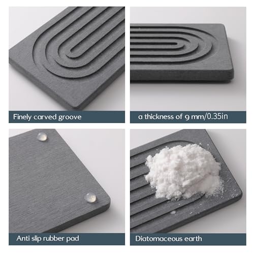 Diatomite Sink Splash Guard – Super Absorbent Kitchen & Bath Mat, Quick-Dry Non-Slip Drying Tray, Fits Most Faucets, Pet Bowl Mat, Vase Holder (Premium Gray, 15.8'' x 4'') - color: Gray-D