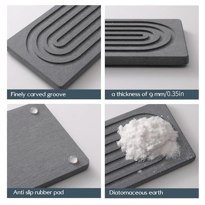 Diatomite Sink Splash Guard – Super Absorbent Kitchen & Bath Mat, Quick-Dry Non-Slip Drying Tray, Fits Most Faucets, Pet Bowl Mat, Vase Holder (Premium Gray, 15.8'' x 4'') - color: Gray-D