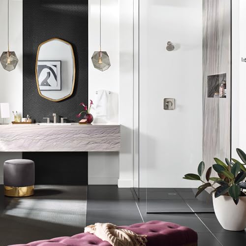 Moen Genta LX Pressure Balancing Eco-Performance Modern Shower Trim with Showerhead and Lever Handle, Posi-Temp Valve Required, Brushed Nickel, T2472EPBN - color: Brushed Nickel, size: (Pack of 1)