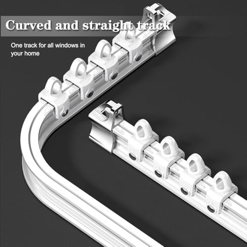Flexible Bendable Curtain Track Ceiling Or Wall Mount Curtain Rail for Bay Window Room Divider RV Shower Curtain 220/280/350/450/500cm Curved Curtain Rod(6.3 FT) - size: 6.3 FT